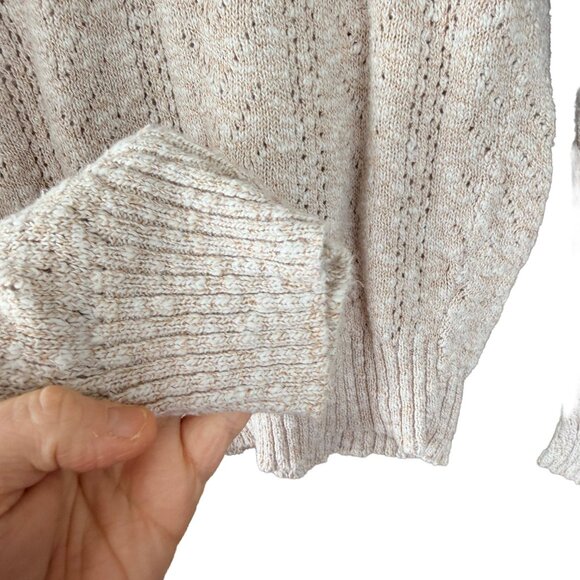 Cardigan Bay Vintage Hand Knit Openwork Cardigan Sweater Cream S/M - Picture 6 of 6